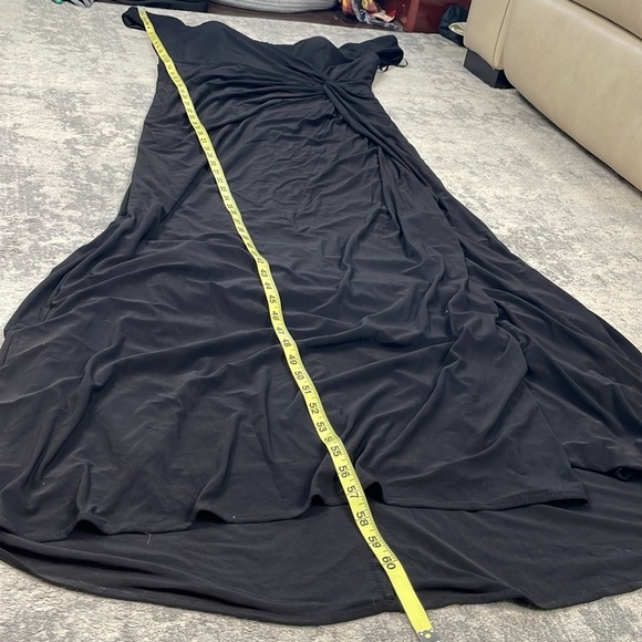 New La Femme Curve Off the Shoulder Jersey Ruched Long Dress Black Plus Size 22 - Picture 11 of 11